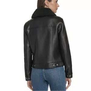 Levi's Black Faux-Leather Jacket with Sherpa Collar - Women